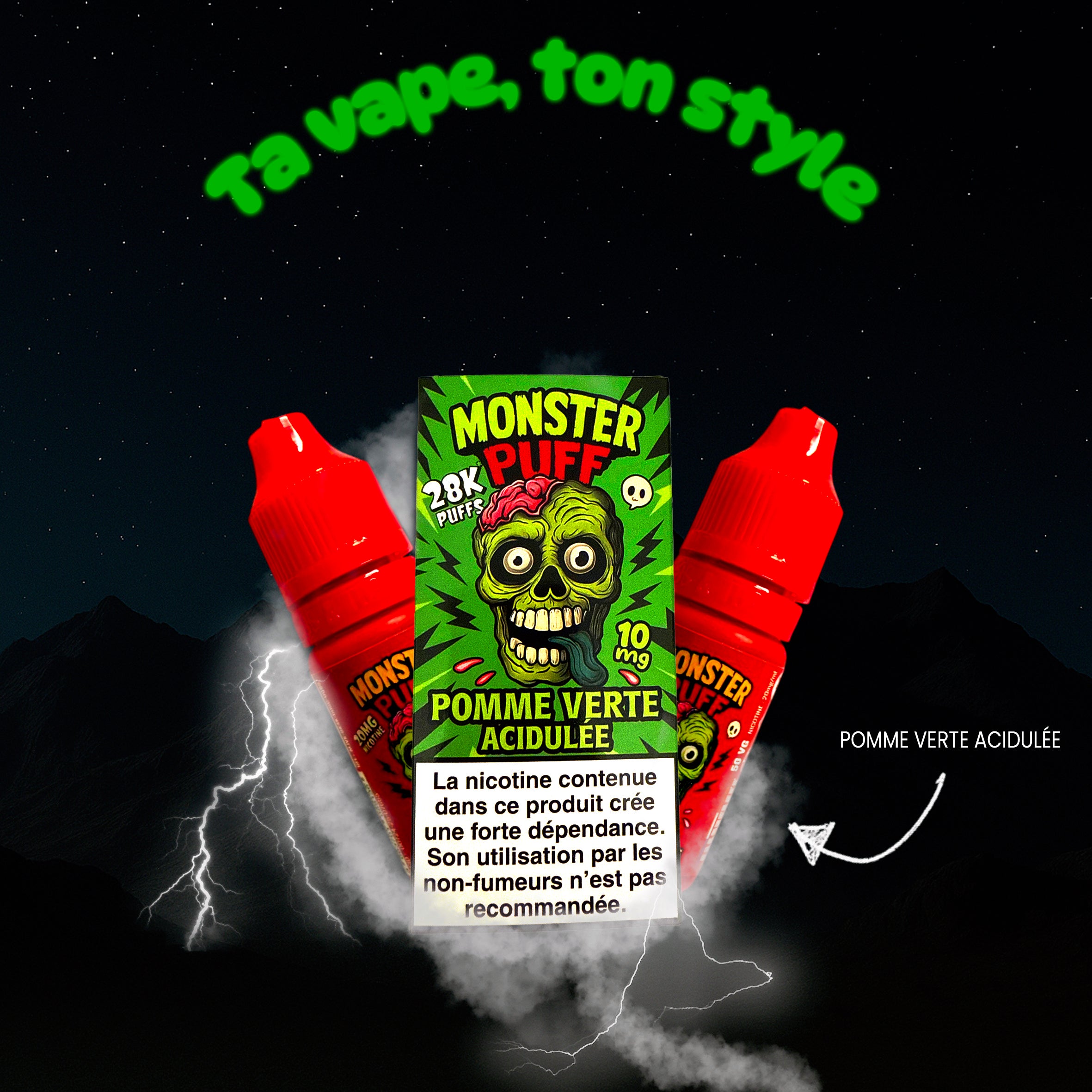 MonsterPuff Pomme verte acidulée 10MG