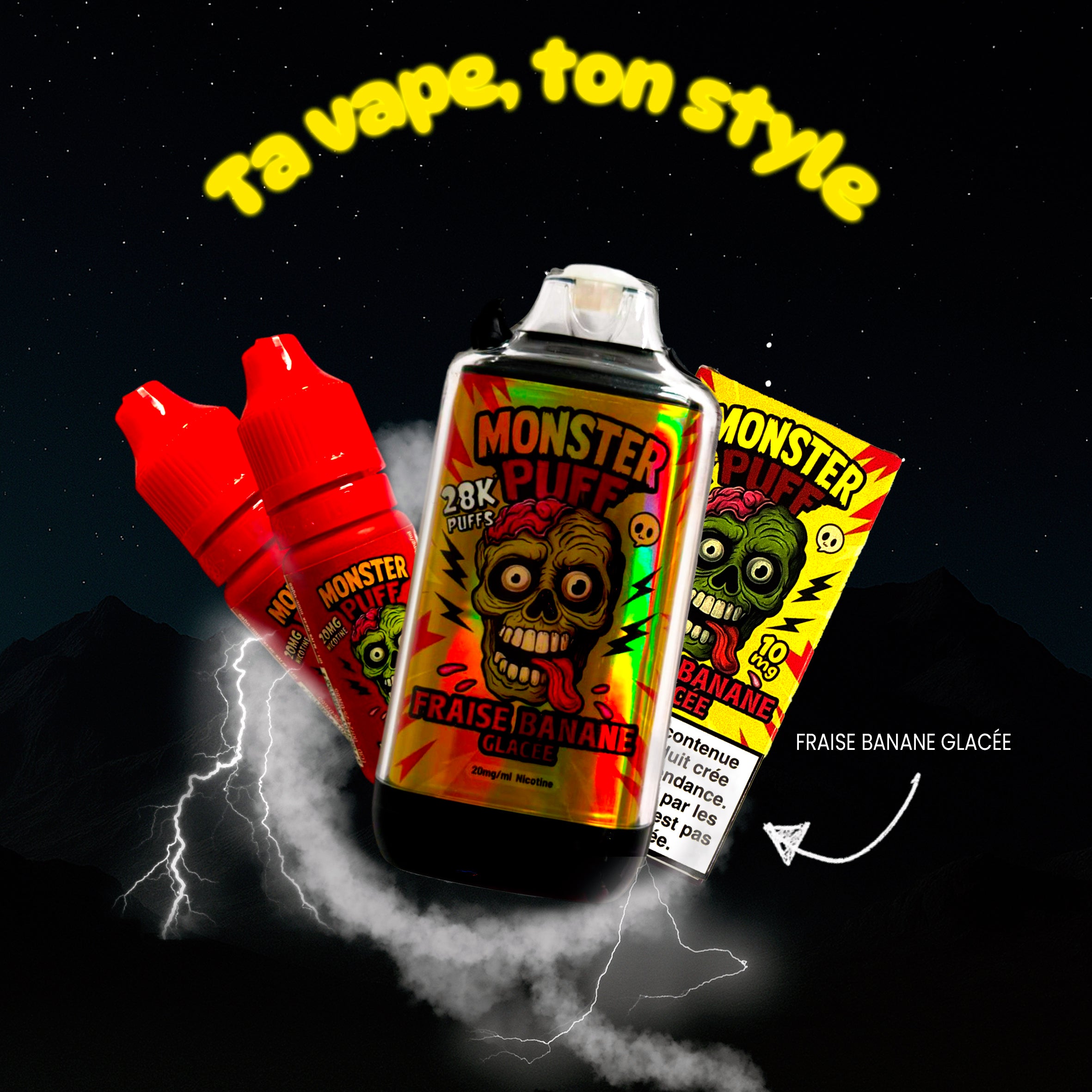 MonsterPuff Fraise banane glacée 10MG