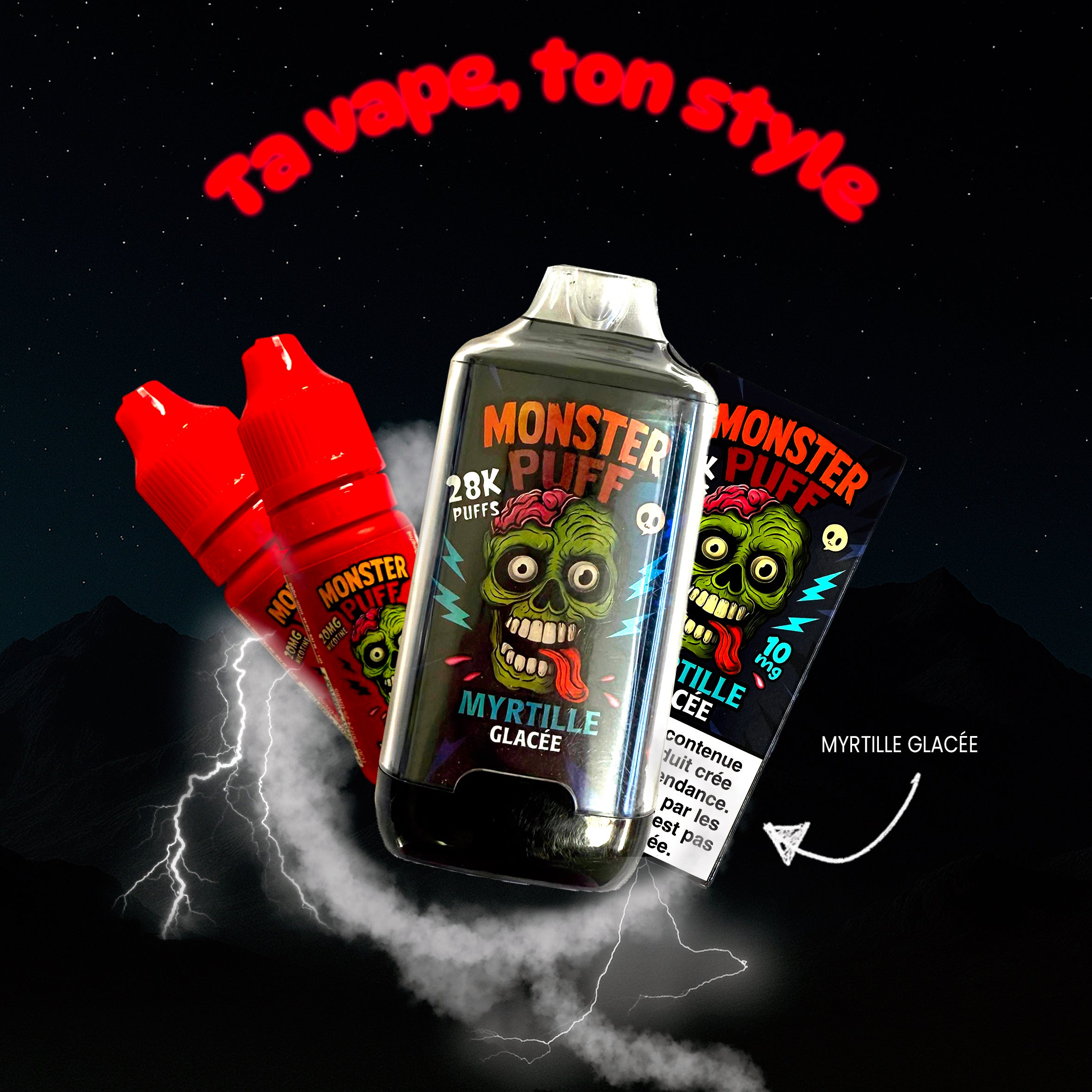 MonsterPuff Myrtille glacée 10MG